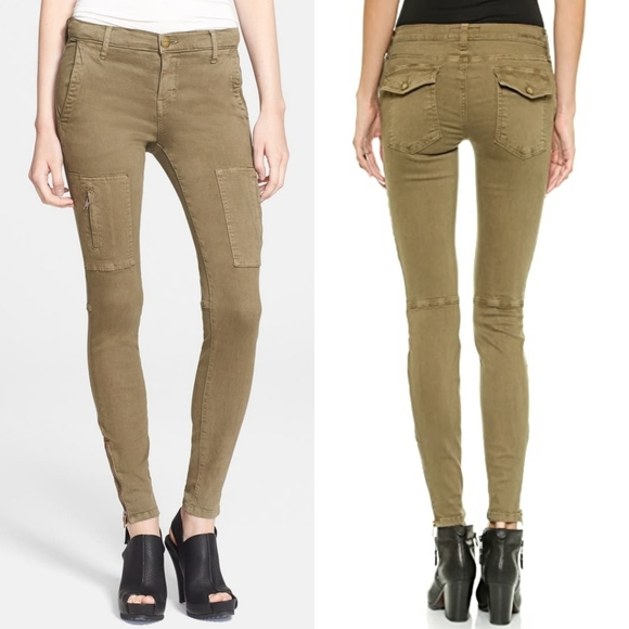 Current/Elliott Skinny Cargo Pants Jeans Olive Green Size 26 - Picture 5 of 16